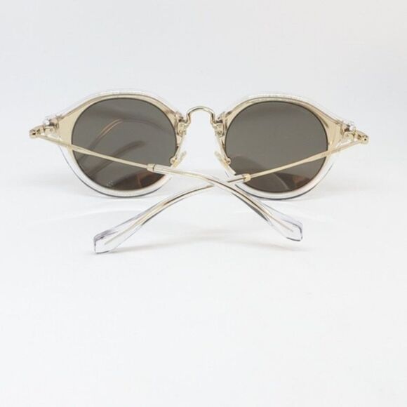 Miu Miu Round Metal Sunglasses Frame Gold - Picture 5 of 6